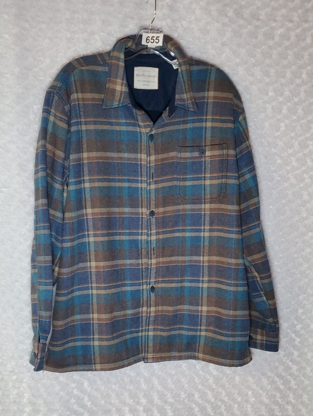 Weatherproof Blue and Brown Plaid Lightweight Shirt Jacket Size XL